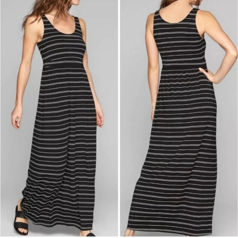 Athleta Women’s Classic Striped Sleeveless Maxi Dress Size Medium - Picture 1 of 9